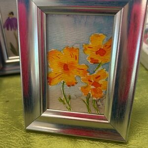 Silver Frame with Watercolor Floral Artwork